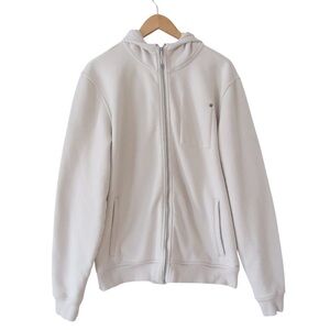 Vuori Mens Seaside Full Zip Hoodie Sweatshirt Large Salt Heavyweight Fleece FLAW